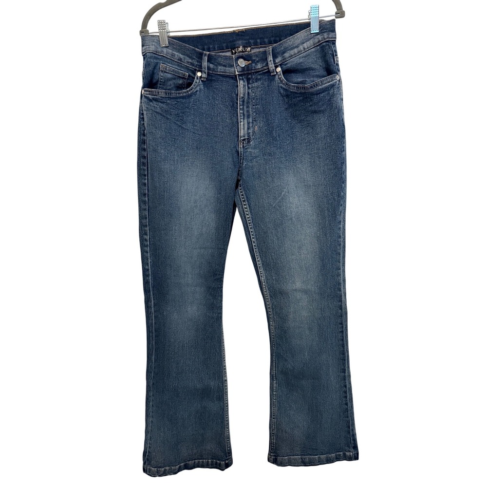Venus Women Medium Wash Bootcut Stretch Denim Jeans‎ Size 12R Mid Rise Flare